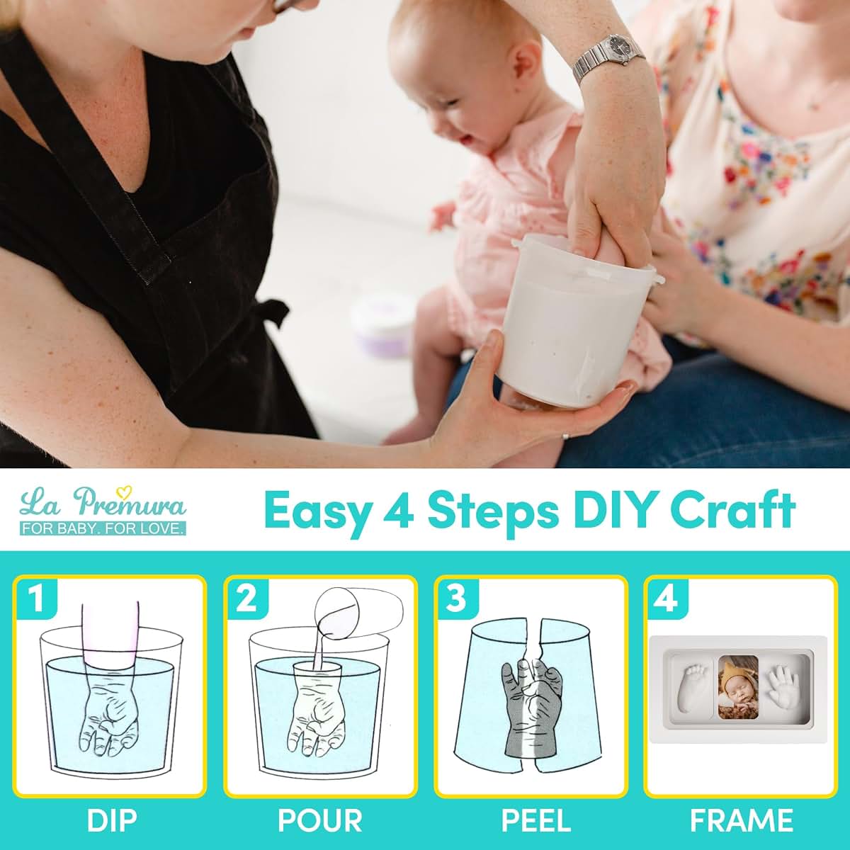 La Premura Baby Keepsake Hand Casting Kit With Shadow Box Frame (photo 4)