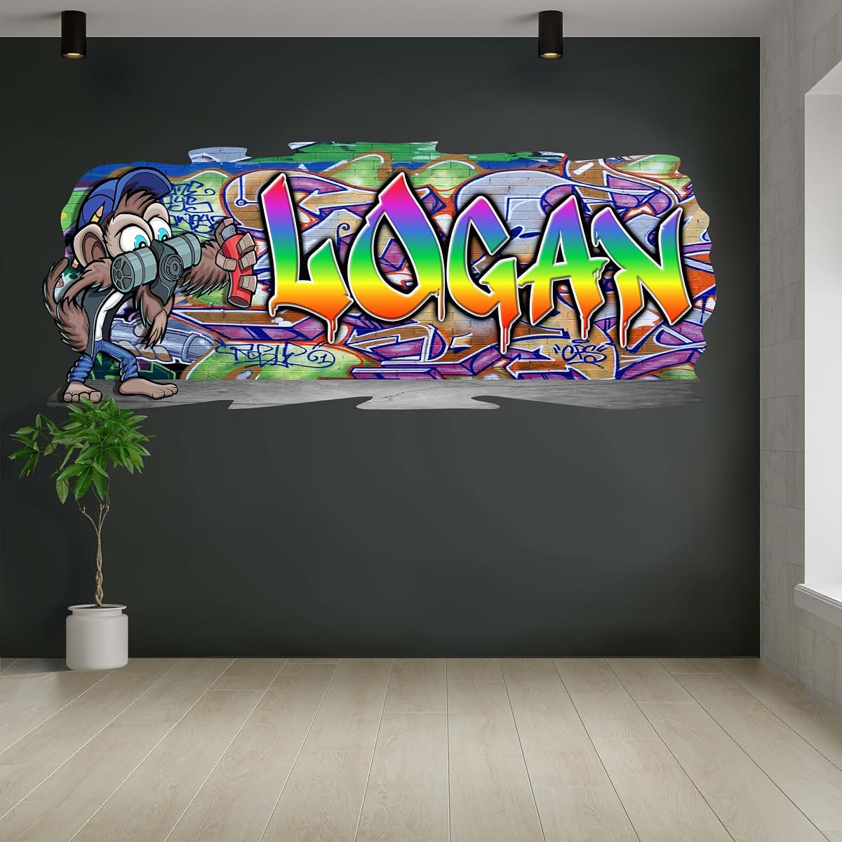 3BattySisters Personalized Graffiti Monkey Wall Decal (photo 4)