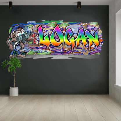 3BattySisters Personalized Graffiti Monkey Wall Decal (photo 4)