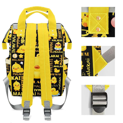 YallLocoMo Custom Name Diaper Bag Backpack Gift Duck Multifunction Travel Backpack Nappy Bag Daypack for Mom Dad Boy (photo 4)