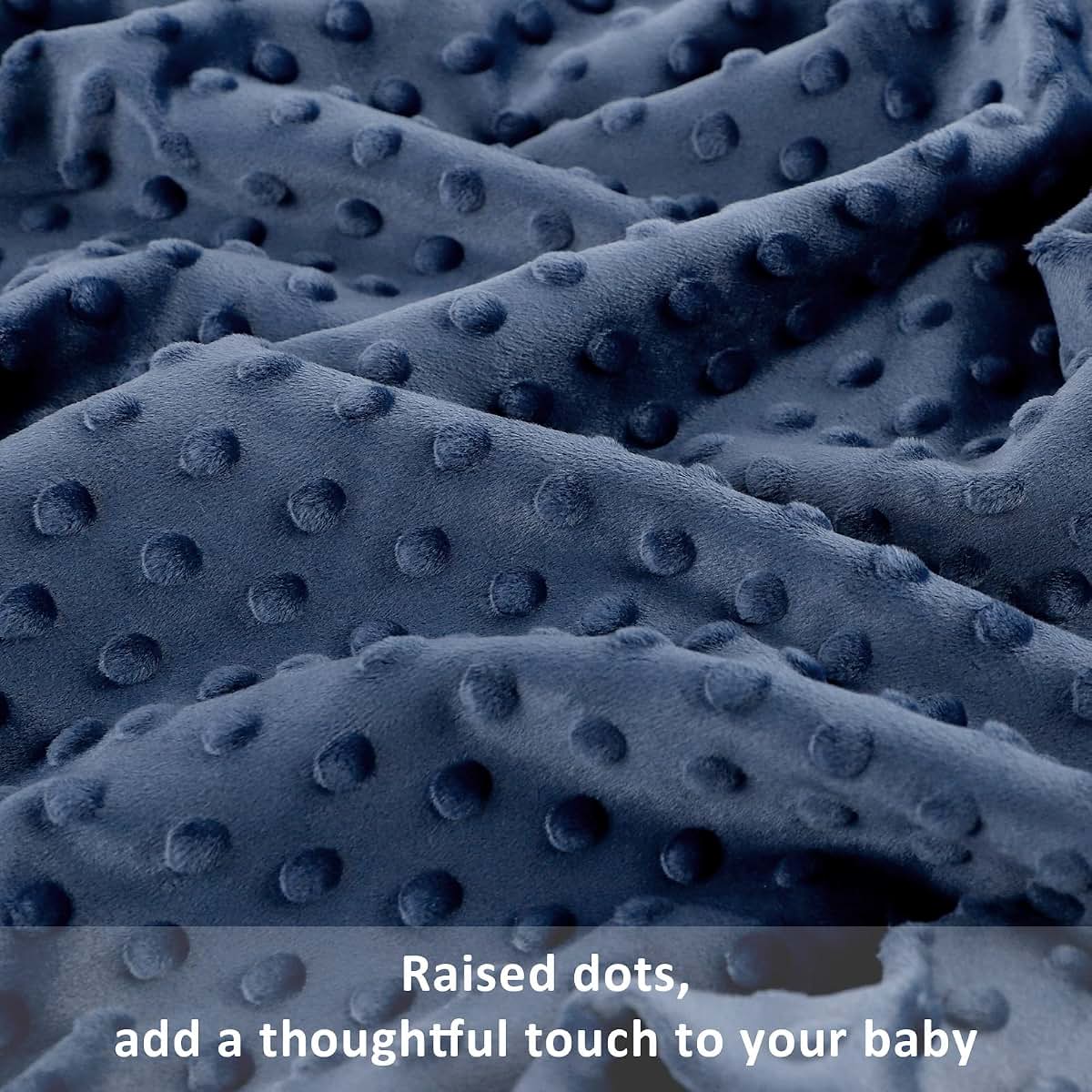 GFU Baby Blanket, Soft Minky Double Layer Receiving Blanket with Dotted Backing, 30 x 40 Inch, Navy Blue