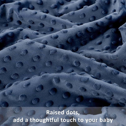 GFU Baby Blanket, Soft Minky Double Layer Receiving Blanket with Dotted Backing, 30 x 40 Inch, Navy Blue