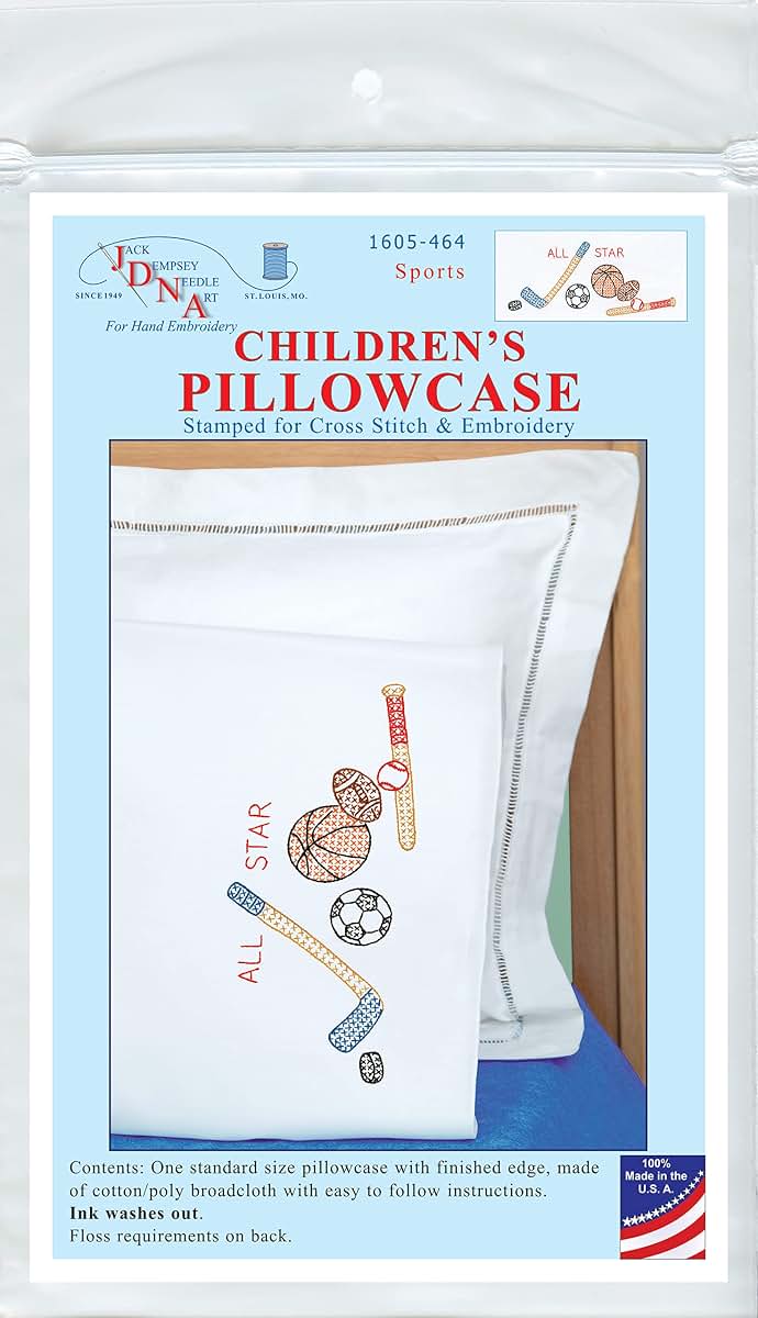 Jack Dempsey Needle Art Children's Pillowcase, Sports (photo 3)