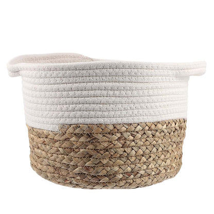 Cotton Rope Woven Storage Basket with Handles for Home Organization