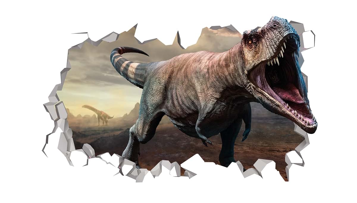 AdesiivoStudio 3D Dinosaur Attack Wall Decal Smashed Wall Decor (photo 3)
