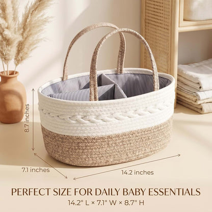 WeaveDecor Baby Diaper Caddy Organizer with Removable Compartments, 14.2"L x 7"W x 8.7"H, 100% Handmade Woven Cotton (photo 4)