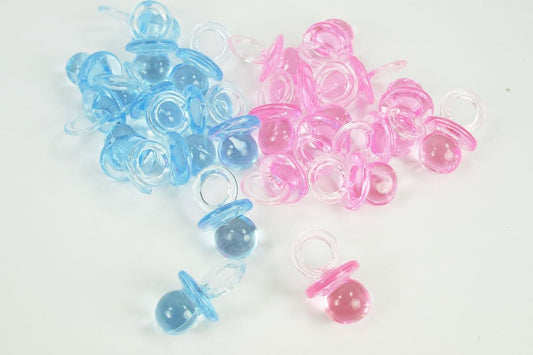 Dreampartycreation 100 Mini Acrylic Pacifiers Baby Shower Favor 3/4 Inches Long by 1/2 Inches Wide (Pink & Blue)