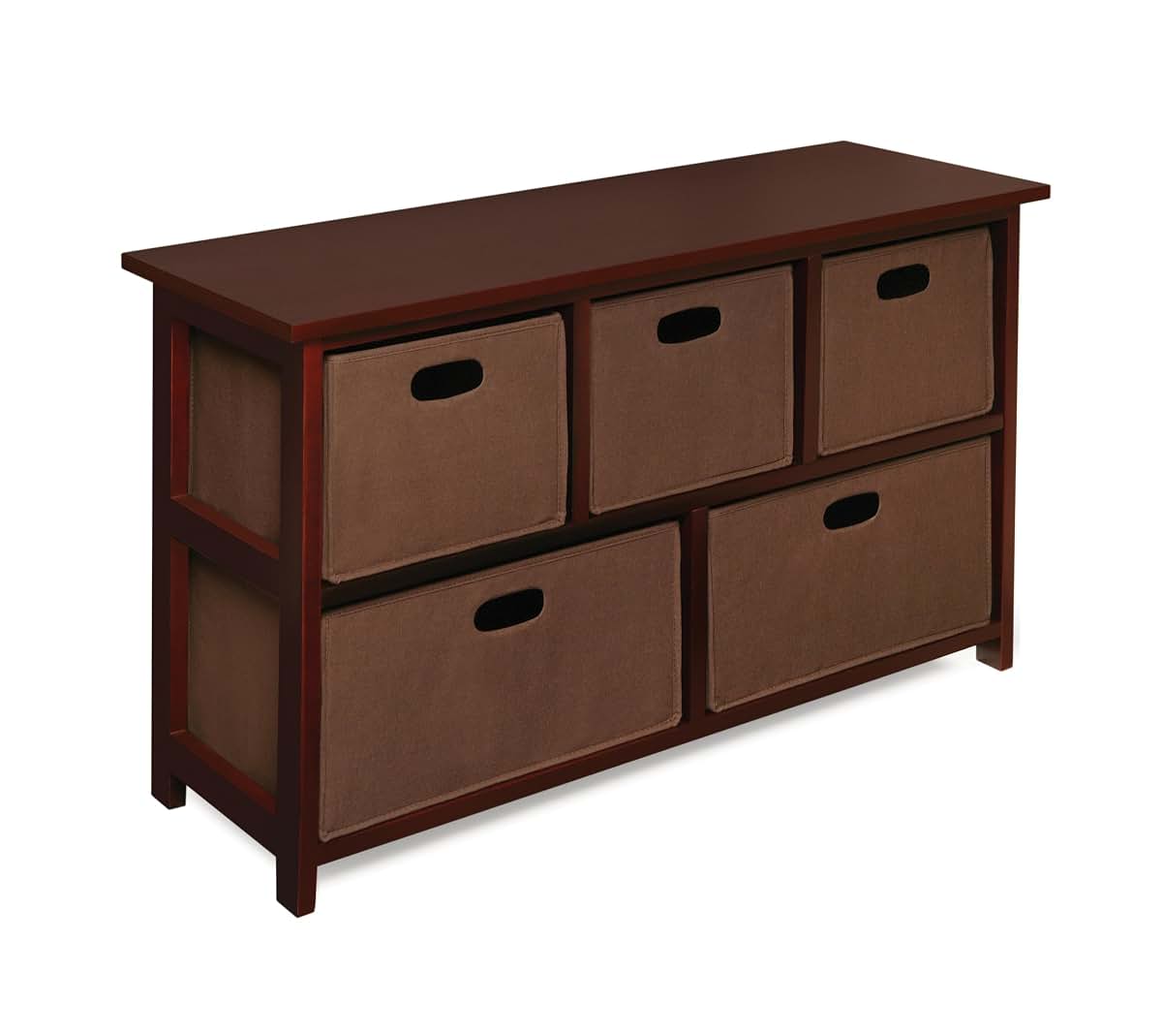 Badger Basket Five Drawer Nursery Storage Organizer with Fabric Baskets, Cherry