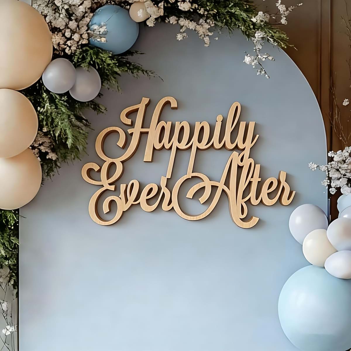 QWTOWFM Happily Ever After Wooden Wall Sign