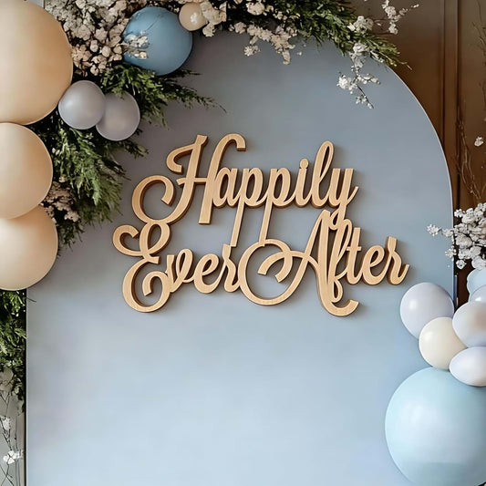 QWTOWFM Happily Ever After Wooden Wall Sign