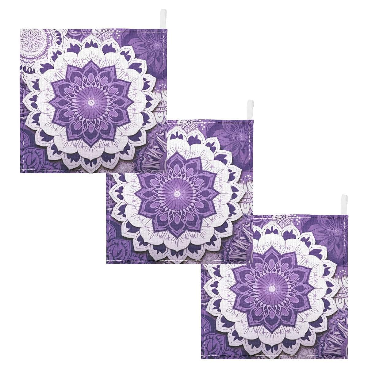 Wellday Mandala Baby Washcloths Set of 3 Cotton Newborn Muslin Cloths