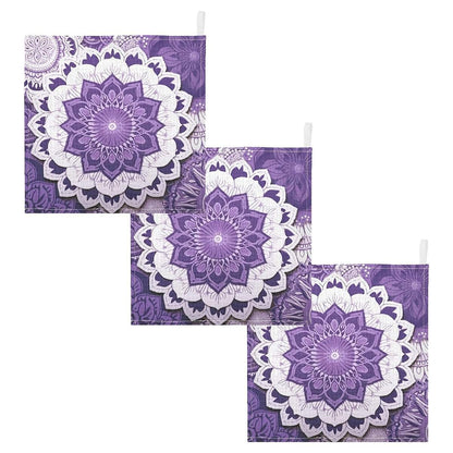 Wellday Mandala Baby Washcloths Set of 3 Cotton Newborn Muslin Cloths