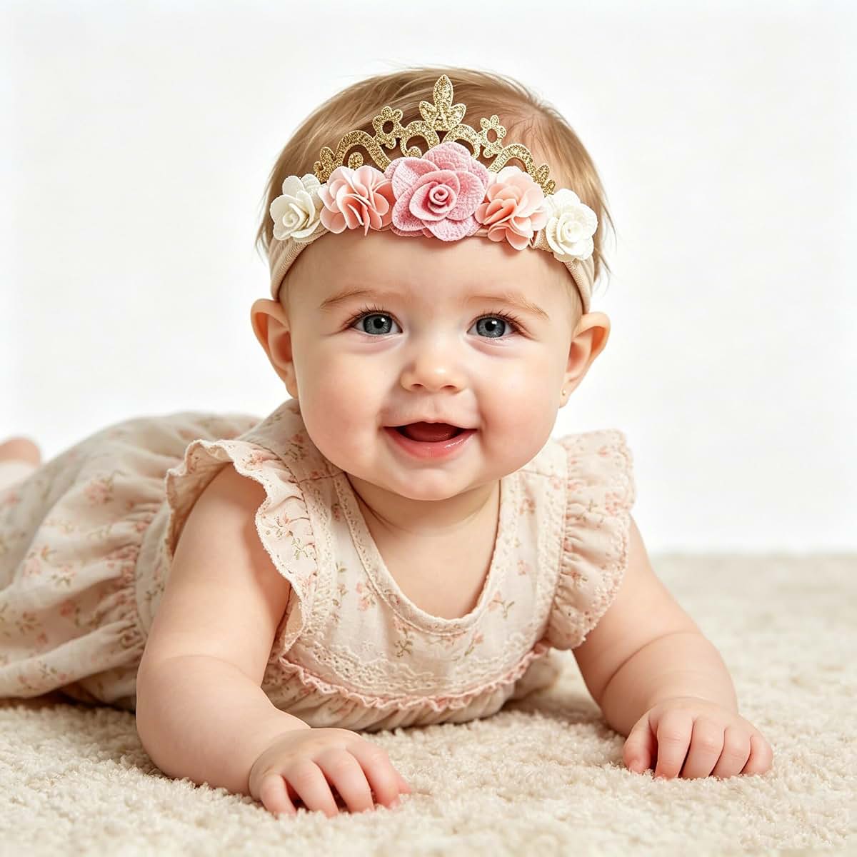 Floral Crown Headband for Baby Girls (Stretchy Wrap Tiara)