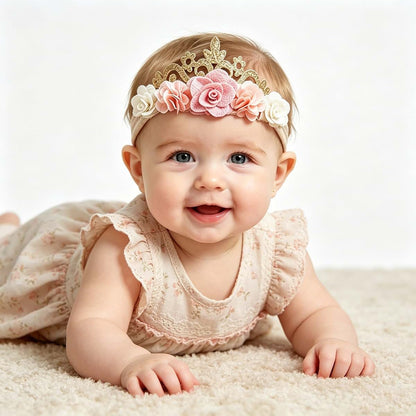 Floral Crown Headband for Baby Girls (Stretchy Wrap Tiara)