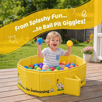 Mandla Go Portable Toddler Bath Tub - Foldable Pink Yellow Duck Design (photo 4)