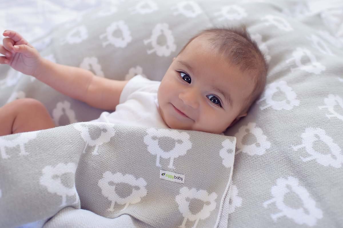 Ziggy Baby Organic Cotton Knitted Blanket - Sheep Design