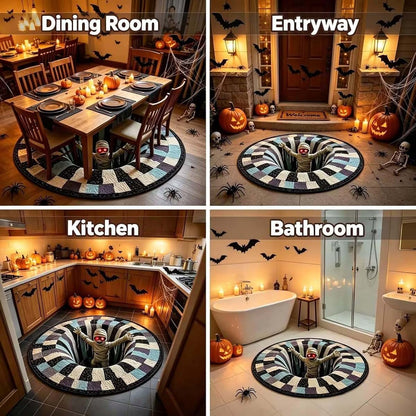 Cheuinr 3D Halloween Vortex Area Rugs Optical Illusion Mummy Doormat (photo 4)