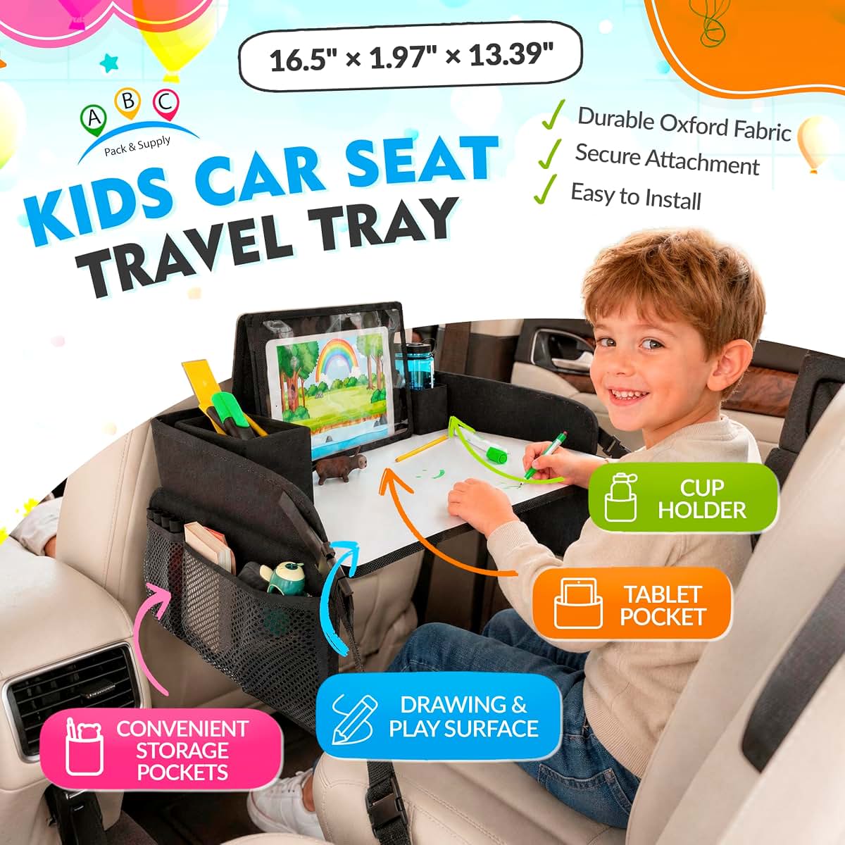 AMZ Supply Kids Travel Tray For Car Seat (photo 2)