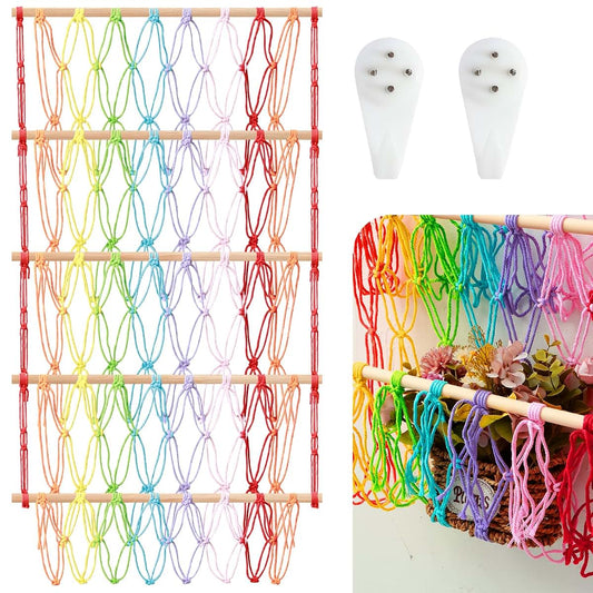 Stuffed Animal Storage Hammock Net, 52x105cm Cotton Rope Wall Hanging Organizer for Nursery