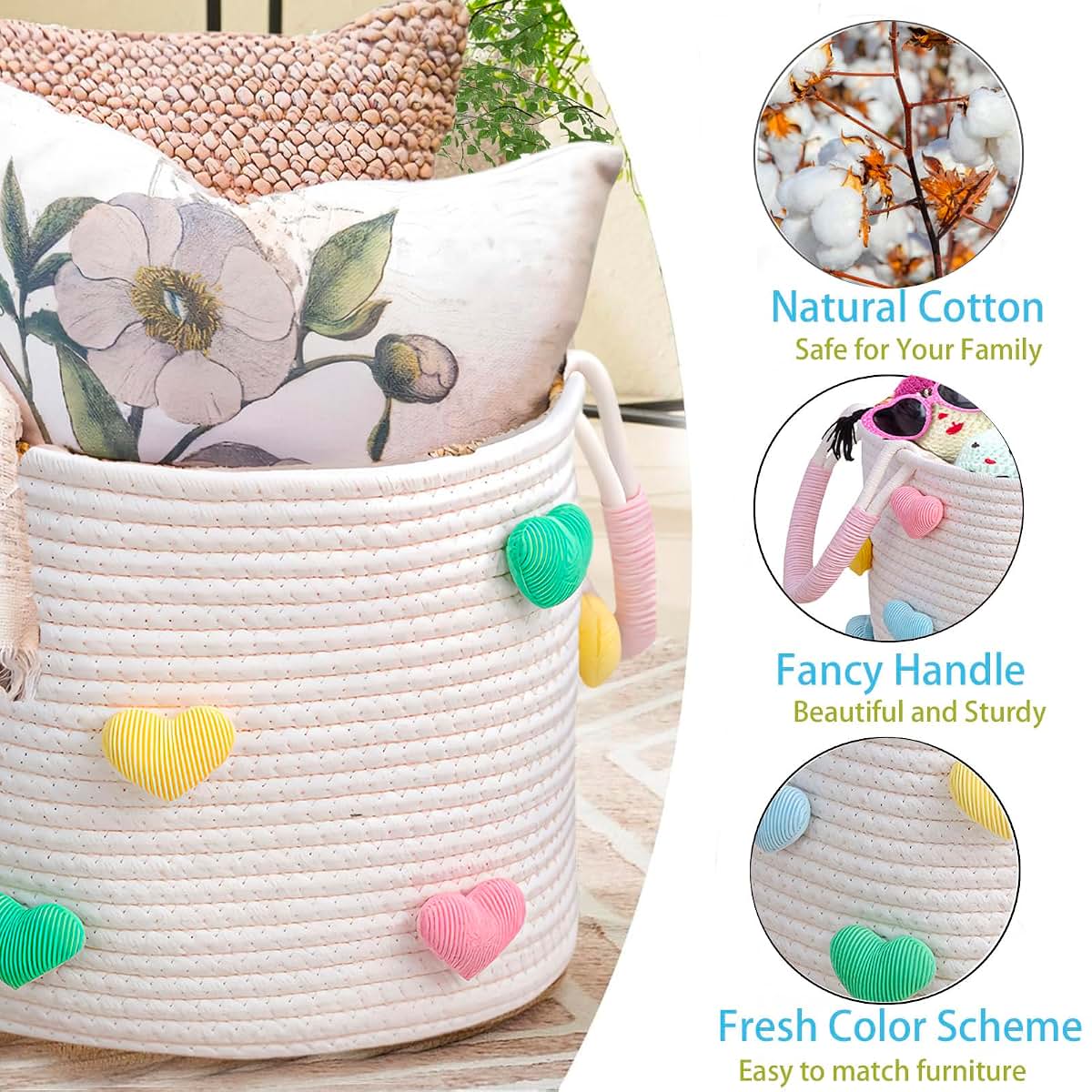 Kidenookk Large Cotton Rope Woven Storage Basket For Nursery And Home (photo 2)