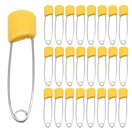 Yosawa 50Pcs Diaper Safety Pins, Plastic Head Lockable Nappy Pins Durable Fastener Pins for Baby Cloth Diapers DIY
