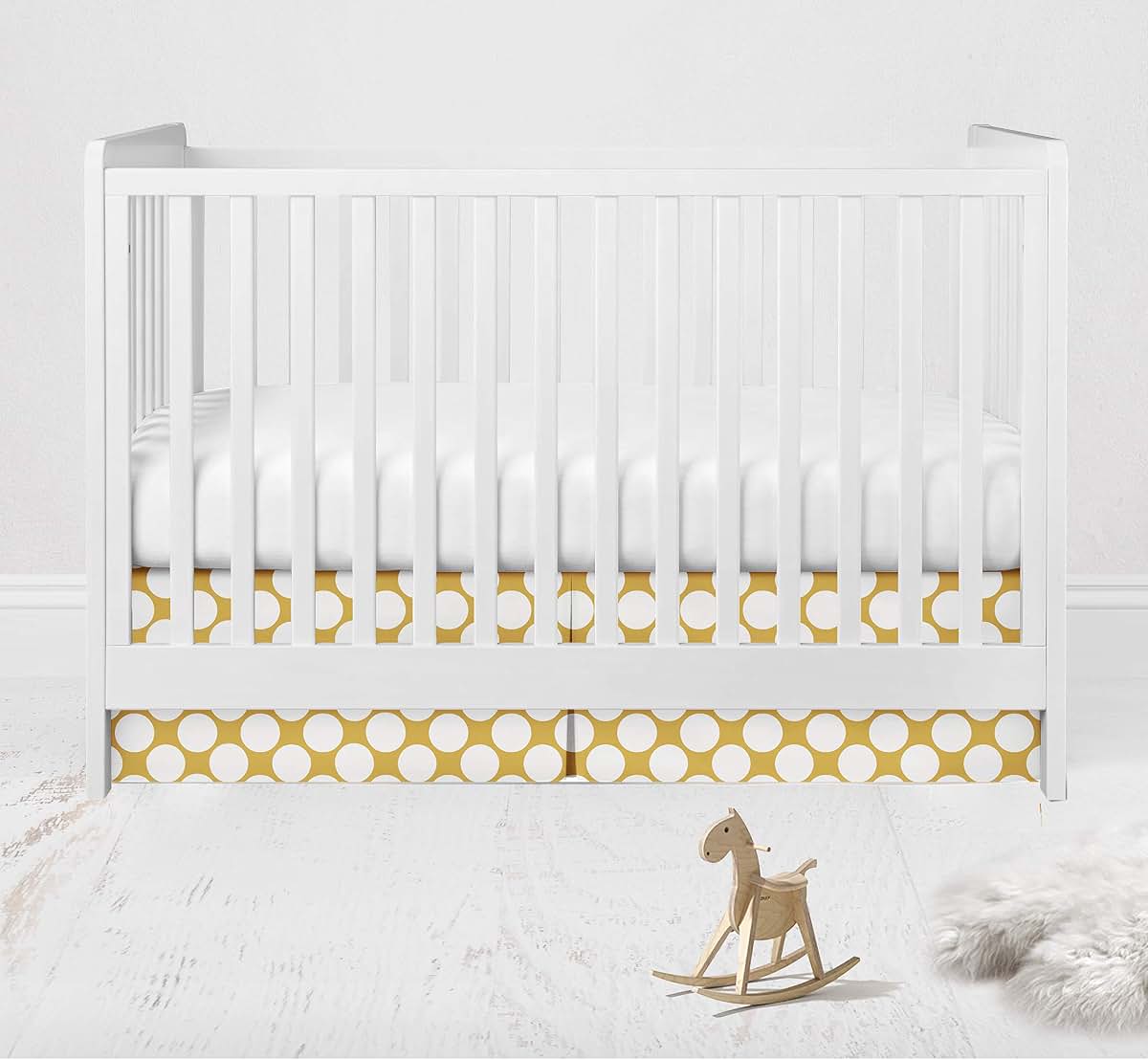 Bacati - Mix N Match Large Dots Crib/Toddler Bed Skirt Dust Ruffle (Yellow)