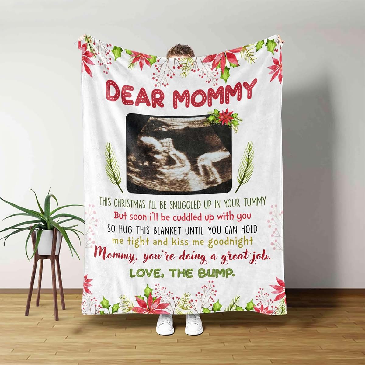 LovelyGifts99 Personalized Ultrasound Blanket, Dear Mommy This Mothers Day I'll Be Snuggled Up In Your Tummy, Christmas