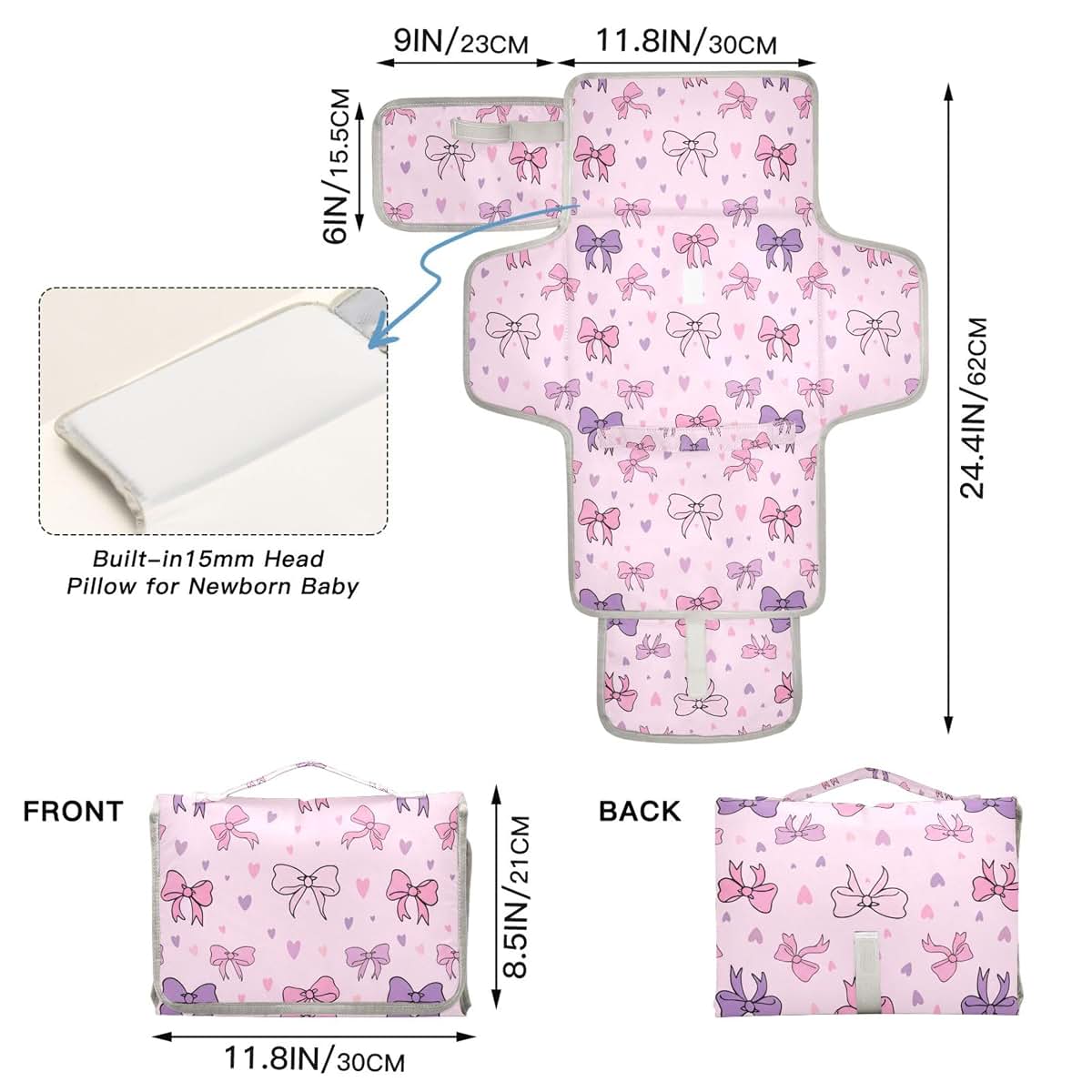 VEKELEE Portable Changing Mat for Baby | Waterproof & Foldable Pad