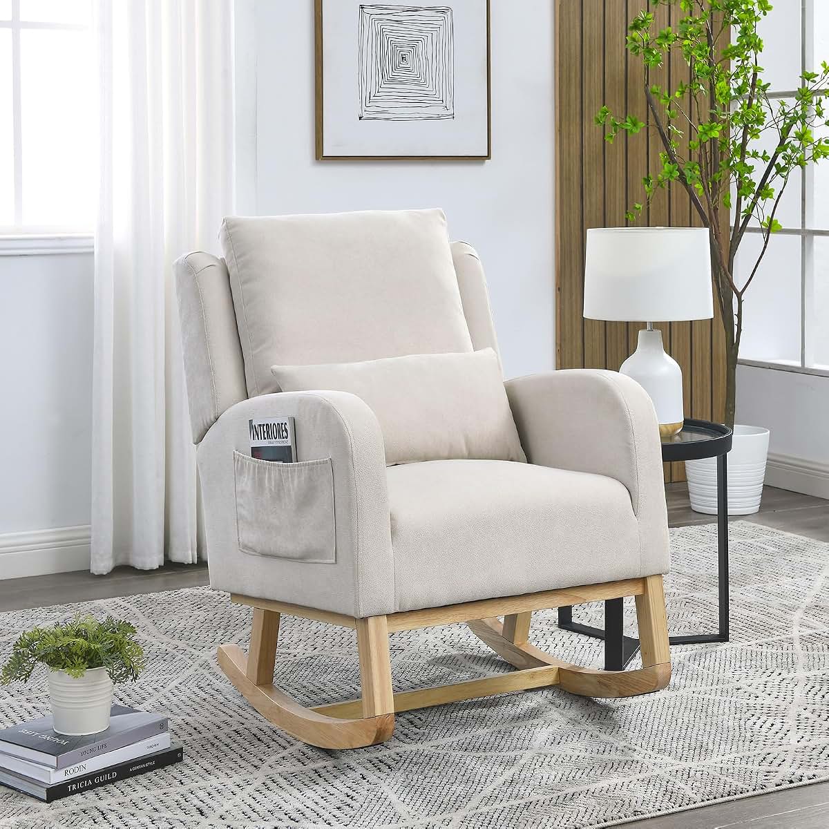Fulvari Upholstered Modern Rocking Chair with High Back