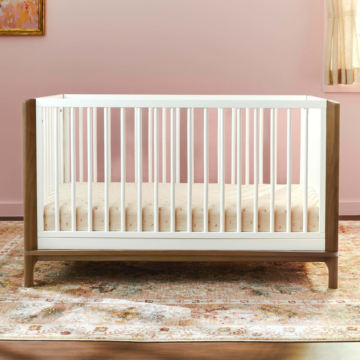 Little Seeds Laurel 4-in-1 Convertible Crib in White/Chestnut