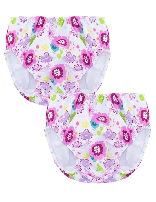 SunBusters Sunwear Girl's Reusable Swim Diaper 2 Pack, Poppyberry, 2XL