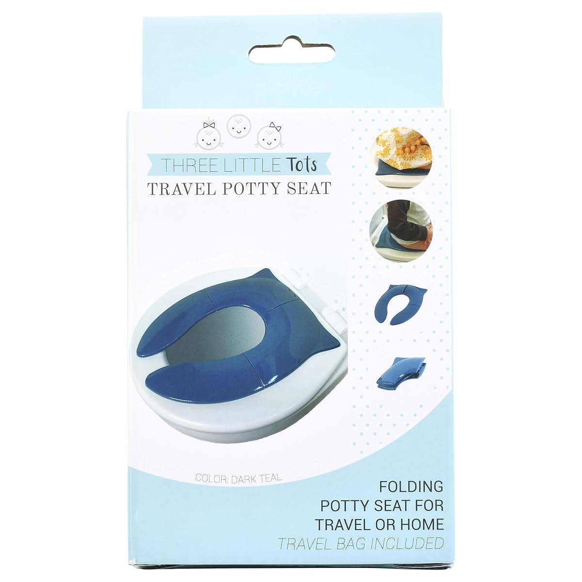 THREE LITTLE TOTS - Modern and Safe Portable Potty Seat, Dark Teal Folding Travel Potty Training Seat for Girls and (photo 3)