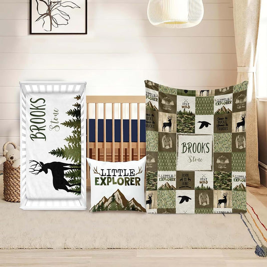 MDPrints Global 3 Pcs Baby Crib Bedding Set for Boys and Girls, Newborn Infant & Toddler Nursery Bed Set Decor, Fitted