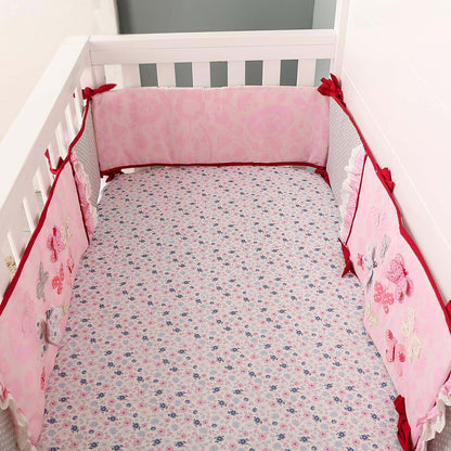 JAHbaby Pink Floral Cotton Crib Fitted Sheet for Girls, 51x28 Inch