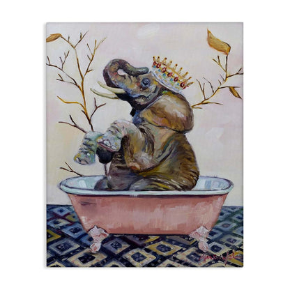Stupell Industries Regal Elephant Bath Tub Canvas Art