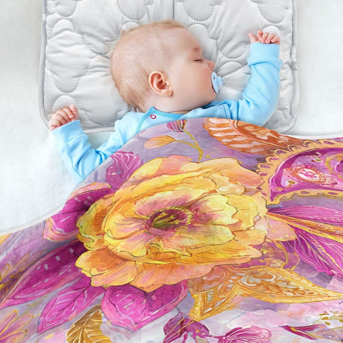 Paisley Baby Receiving Blanket for Infants - 30 x 40 Inch Swaddle Wrap