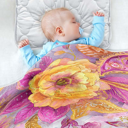 Paisley Baby Receiving Blanket for Infants - 30 x 40 Inch Swaddle Wrap