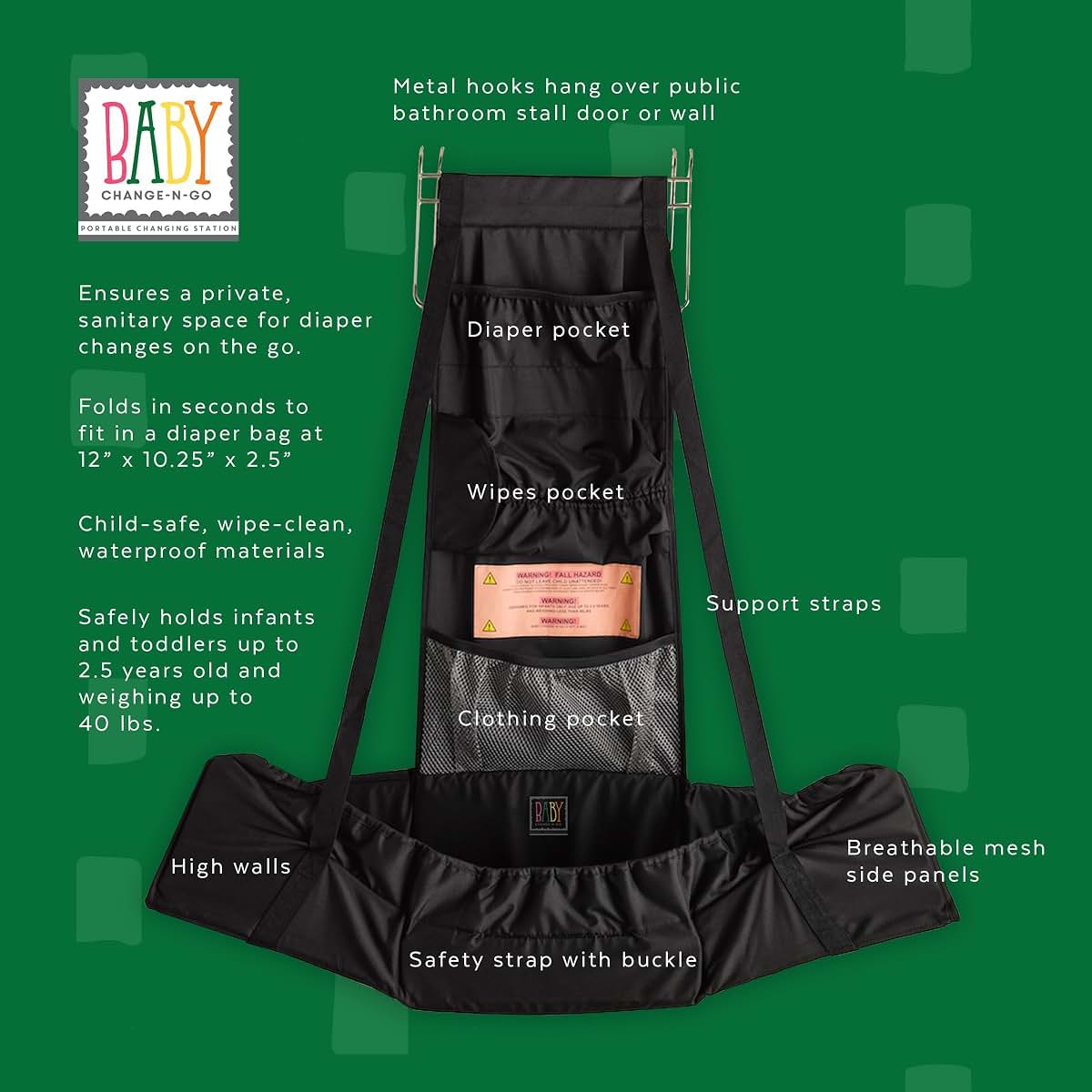 Baby Change-N-Go, Travel Diaper Changing Station, Folds to fit in your diaper bag, Black (photo 4)