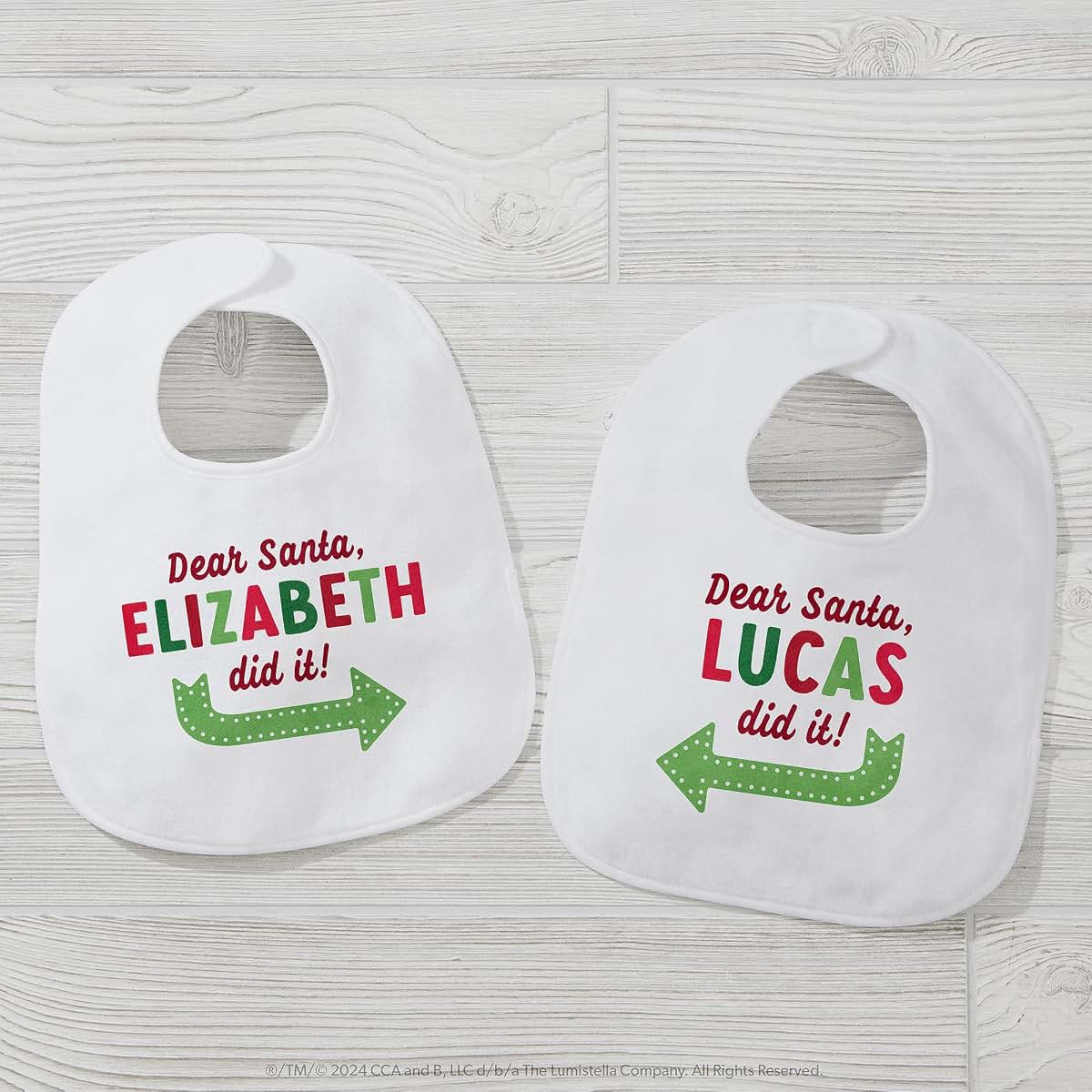 Personalization Universe They Did It Personalized Christmas Baby Bib (photo 4)
