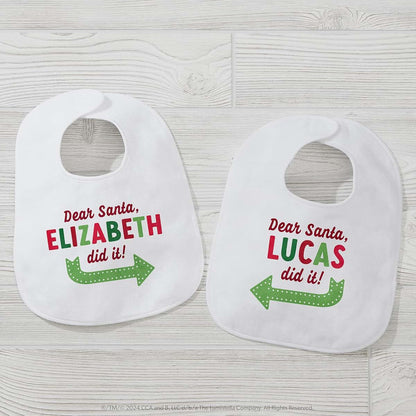 Personalization Universe They Did It Personalized Christmas Baby Bib (photo 4)