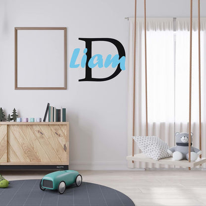 A TOP DESIGN Customized Name Wall Decals with Initial for Little Boys Bedroom - Initial Custom Wall Lettering for Boy