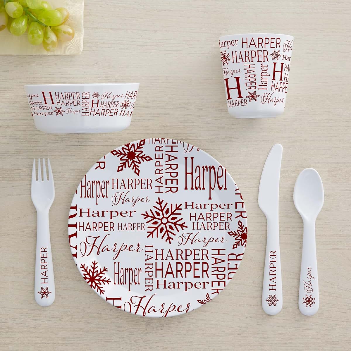 Personalization Universe Christmas Snowflake Kids Bowl - Personalized Name (photo 4)