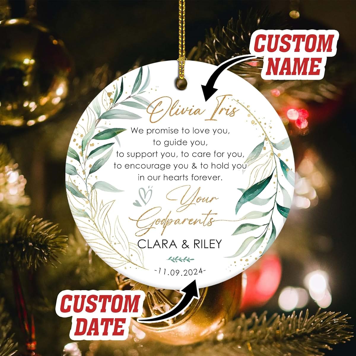 LovelyGifts99 Personalized Godparent Ornament
