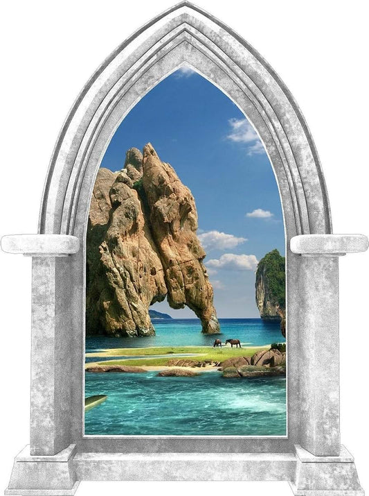 Stickit Graphix Castle Scape Fantasy Island 2 Marble Castle Window Wall Decal Sticker