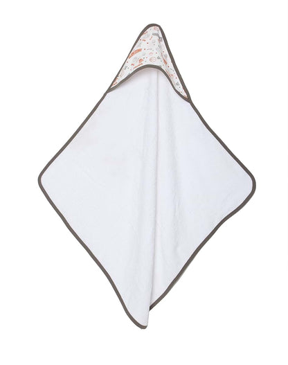 Bacati - Sports Muslin Set of 3 Wash Cloths or Hooded Towel (Hooded Towel, Basketball Orange/Grey)