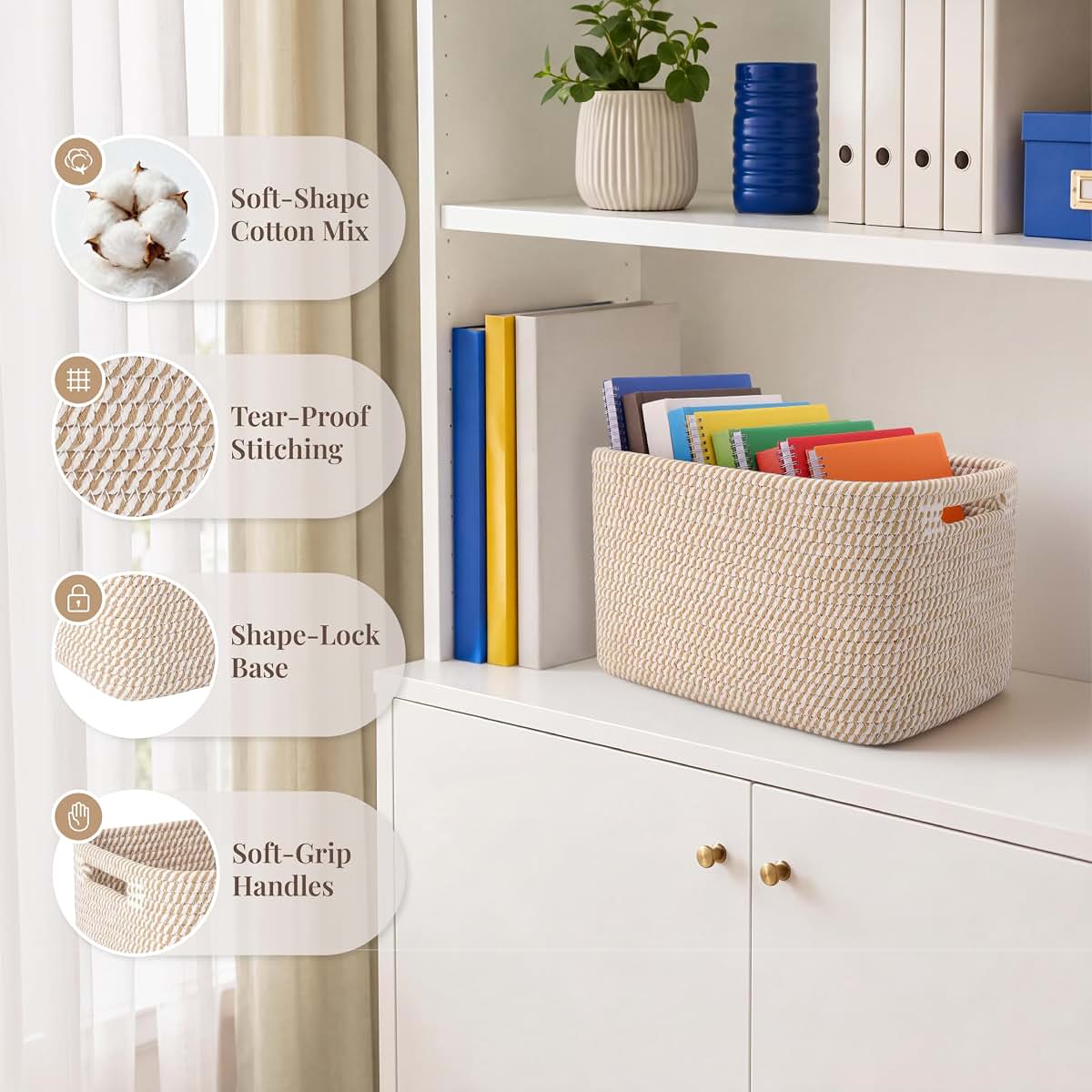 Vireth Haus 5 Pack Storage Baskets For Organizing Khaki (photo 3)