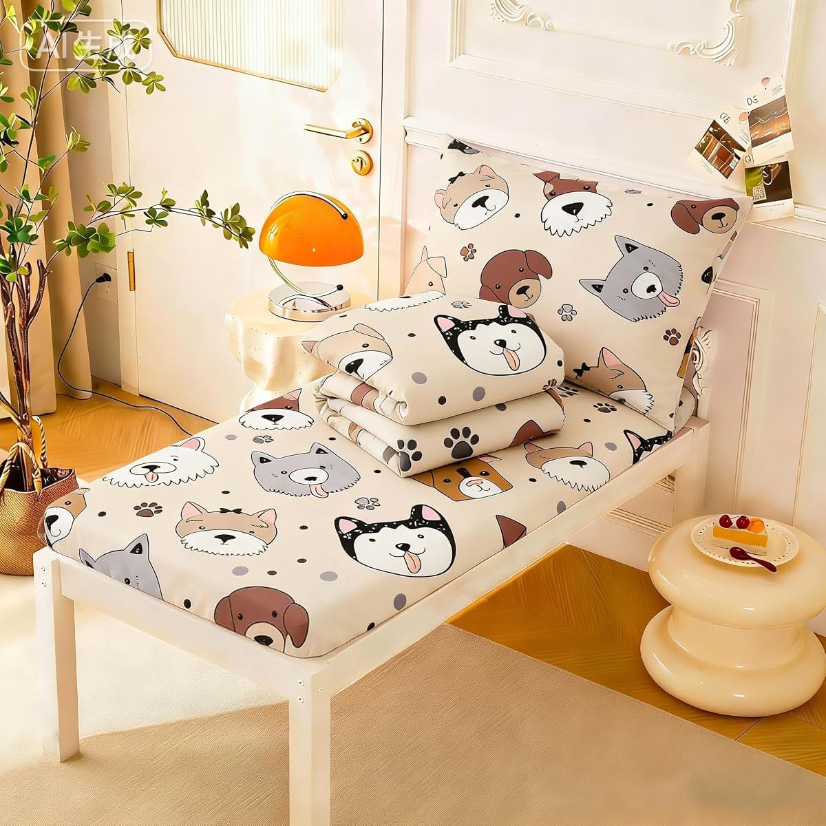 BabyOneStop Cute Dog Toddler Bedding Set Microfiber 4 Piece