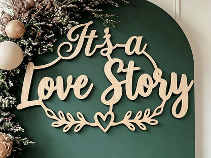 It's a Love Story Wooden Bridal Shower & Baby Shower Backdrop Sign