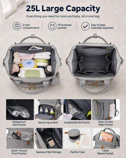 Houscly Diaper Bag Backpack with Changing Station