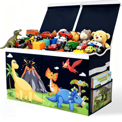 Grabbzee Extra Large Dinosaur Toy Box Chest with Split Lids